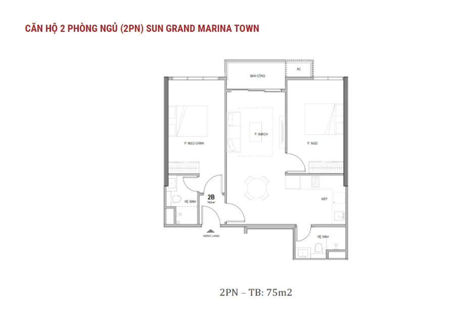 Căn hộ 2 phòng ngủ Sun Grand Marina Town Hạ Long