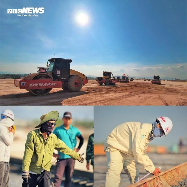 Gác nghỉ lễ, công nhân ngày đêm bám công trường sân bay Phù Cát- Ảnh 4.