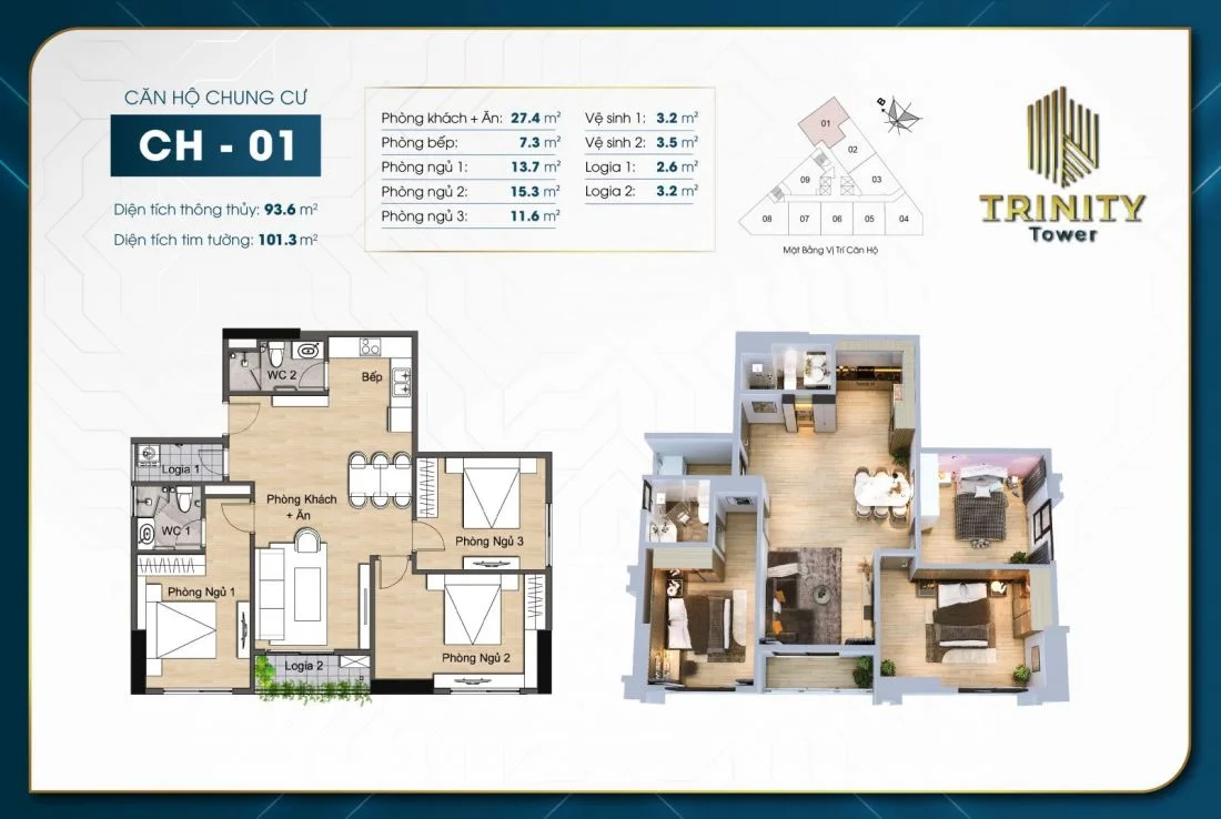 Tổ hợp căn hộ, offictel Tritiny Tower Hà Nội