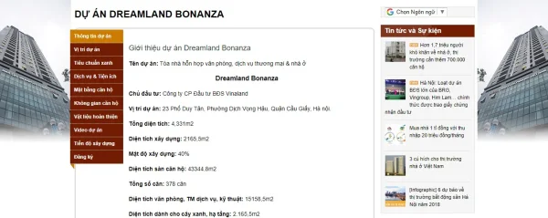 Ảnh chụp màn hình trên website của Công ty Cổ phần BIC Việt Nam