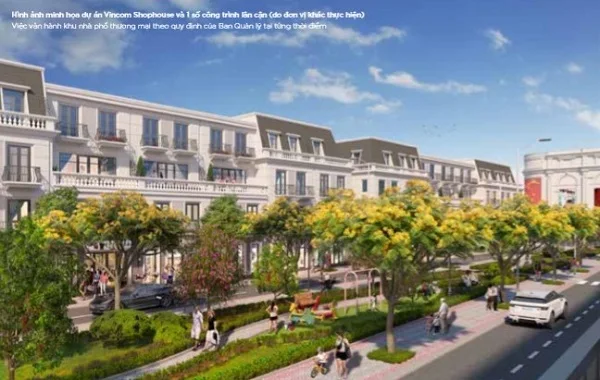 Phối cảnh dãy nhà phố thương mại shophouse tại dự án tổ hợp nhà phố thương mại Vincom Shophouse
