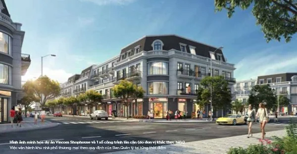 Phối cảnh dãy nhà phố thương mại shophouse tại dự án tổ hợp nhà phố thương mại Vincom Shophouse