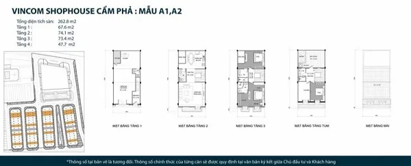 Thiết kế chi tiết mẫu shophouse mẫu A1, A2 tại dự án tổ hợp nhà phố thương mại Vincom Shophouse