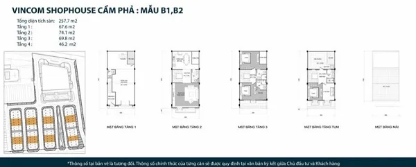Thiết kế chi tiết mẫu shophouse mẫu B1, B2 tại dự án tổ hợp nhà phố thương mại Vincom Shophouse